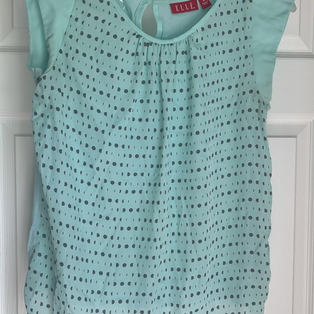 Elle Mint Green Polka Dot Top